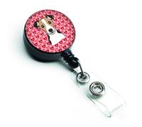 """"Caroline's Treasures Jack Russell Terrier Hearts Retractable Badge Reel Multicolor (BB5331BR)""""