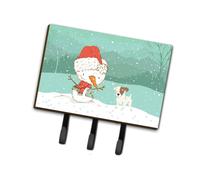 """"Caroline's Treasures Jack Russell Terrier Snowman Christmas Leash or Key Holder hooks Multicolor""""