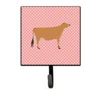 """"Caroline's Treasures Jersey Cow Pink Check Wall Hook Small Multicolor""""