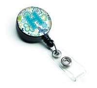 """"Caroline's Treasures Letter H Flowers & Butterflies Teal Blue Retractable Badge Reel Multicolor (CJ2006-HBR)""""