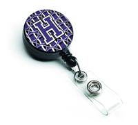 Caroline's Treasures Letter H Football Purple and White Retractable Badge Reel (CJ1068-HBR)