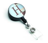 """"Caroline's Treasures Letter H Initial Monogram Blue Stripes Retractable Badge Reel Multicolor (CJ1003-HBR)""""