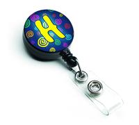""""Caroline's Treasures Letter H Initial Monogram Blue Swirls Retractable Badge Reel Multicolor (CJ1011-HBR)""""