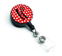 """"Caroline's Treasures Letter H Monogram Red Black Polka Dots Retractable Badge Reel Multicolor (CJ1012-HBR)""""