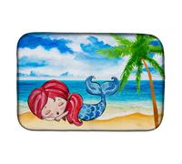 """"Caroline's Treasures Mermaid On The Beach Dish Drying Mat 14"""""""" x 21"""""""" Multicolor""""