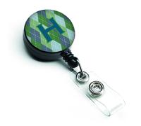 """"Caroline's Treasures Monogram Initial H Blue Argoyle Retractable Badge Reel Multicolor (CJ1020-HBR)""""