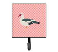 """"Caroline's Treasures Muscovy Duck Pink Check Wall Hook Small Multicolor""""