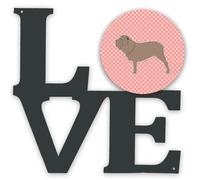 """"Caroline's Treasures Neapolitan Mastiff Checkerboard Pink Metal Artwork Love wall-decor Multicolor""""
