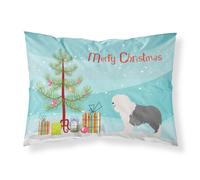 """"Caroline's Treasures Old English Sheepdog Pillowcase Standard Christmas Tree""""