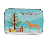""""Caroline's Treasures Pharaoh Hound Merry Christmas Tree Dish Drying Mat 14"""""""" x 21"""""""" Multicolor""""