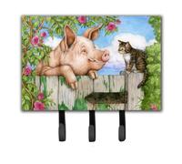 """"Caroline's Treasures Pig at the Gate with the Cat Leash or Key Holder CDCO0349TH68 Triple Multicolor""""