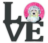 """"Caroline's Treasures Pink Old English Sheepdog Metal Artwork Love wall-decor Multicolor""""