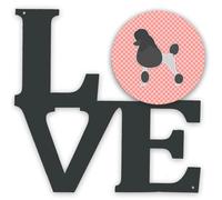 """"Caroline's Treasures Poodle Checkerboard Pink Metal Artwork Love wall-decor Multicolor""""