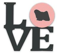 """"Caroline's Treasures Puli Checkerboard Pink Metal Artwork Love wall-decor Multicolor""""