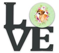 """"Caroline's Treasures Rhodesian Ridgeback Green Flowers Metal Artwork Love wall-decor Multicolor""""