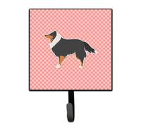""""Caroline's Treasures Sheltie/Shetland Sheepdog Checkerboard Pink Leash or Key Holder BB3630SH4 Small Multicolor""""