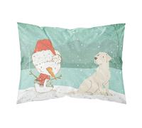 Caroline's Treasures Snowman Yellow Labrador Christmas Fabric Standard Pillowcase