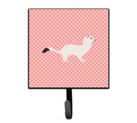 """"Caroline's Treasures Stoat Short-tailed Weasel Pink Check Wall Hook Small Multicolor""""