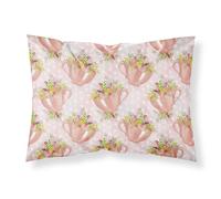 """"Caroline's Treasures Tea Cup and Flowers Pink Pillowcase Standard Multicolor""""