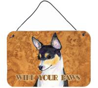 """"Caroline's Treasures Toy Fox Terrier Wipe Your Paws Impresi n de aluminio para colgar en la pared o la puerta, 8 x 12""""""""""""""