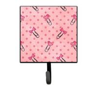 """"Caroline's Treasures Watercolor Paper Clips and Polka dots Pink Wall Hook Small Multicolor""""