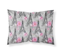 """"Caroline's Treasures Watercolor Pink Flowers Eiffel Tower Pillowcase Standard Multicolor""""