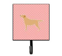 """"Caroline's Treasures Yellow Labrador Retriever Checkerboard Pink Leash or Key Holder BB3597SH4 Small Multicolor""""