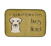 """"Caroline's Treasures Yellow Labrador Spoiled Dog Lives Here Dish Drying Mat 14"""""""" x 21""""""""""""