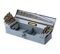 CaRoller Juego de 115 brocas de cobalto, brocas de cobalto M35 de acero de alta velocidad, juego de brocas de vástago redondo duradero para acero endurecido, madera, plástico, chapa de metal, con caja