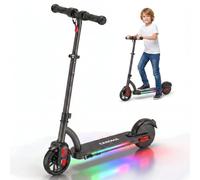 Caroma - Patinete eléctrico para niños de 6 a 12 años, con Motor de 150 W, 3 velocidades hasta 16 km/h, luz LED, Altura Ajustable, Alcance de 10 km, Regalo para niños y niñas