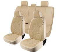 CAROMOP Juego Completo de Fundas de Asiento de Coche de Cuero de Lujo, Protectores de Asiento Impermeables con Fundas de Asiento de Banco Dividido para Autos, Fundas Interiores universales para