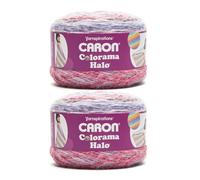 Caron Colorama Halo Striped - Paquete de 2 hilos de 481 yardas/8 onzas, 71% acrílico, 18% nailon, 11% poliéster