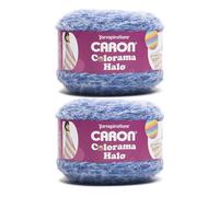 Caron Colorama Halo Striped - Paquete de 2 hilos de 481 yardas/8 onzas, azul intenso, 71% acrílico, 18% nailon, 11% poliéster