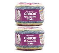 Caron Colorama Halo Striped - Paquete de 2 ovillos de 226.8 g, hortensia, 71% acrílico, 18% nailon, 11% poliéster