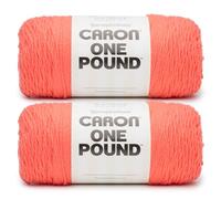 Caron One Pound Living - Hilo coral - Paquete de 2 unidades de 453 g - 100% acrílico - #4 estambre (mediano) - 812 yardas - Tejido/ganchillo
