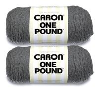 Caron One Pound Med Gray Mix - Ovillo de hilo (2 unidades de 454 g), acrílico, 4 medianos (peinado), 812 yardas, tejido/ganchillo