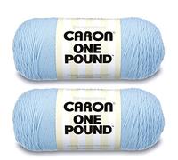 Caron One Pound - Ovillo de hilo azul cielo, paquete de 2 unidades de 454 g, acrílico, 4 medianos (peinado), 812 yardas, tejido/ganchillo