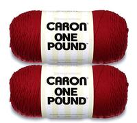 Caron One Pound - Ovillo de lana color clarete, paquete de 2 unidades de 16 onzas, acrílico, 4 medianos (peinado), 812 yardas, tejido/ganchillo