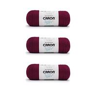 Caron Simply Soft - Hilo borgoña, paquete de 3 unidades de 170 gramos/6 onzas, acrílico, 4 medianos (peinado), 315 yardas, tejido/ganchillo