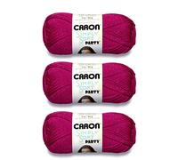 Caron Simply Soft Party - Ovillo de lana fucsia brillante, paquete de 3 unidades de 3 onzas, acrílico, 4 medianos (peinado), 164 yardas, tejido/ganchillo