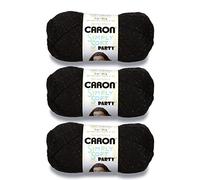 Caron Simply Soft Party - Ovillo negro brillante, paquete de 3 unidades de 3 onzas, acrílico, 4 medianos (peinado), 164 yardas, tejido/ganchillo