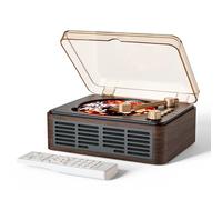 CARONSORT - Reproductor de CD con Altavoces, Refuerzo de Graves, Reproductores de CD de Madera Retro para el hogar, Entrada y Salida Bluetooth, Radio FM con Reproductor de CD y música MP3 AUX USB