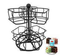 Carosello Portabustine Di Tè - 17.5x16.1x20.3cm Metallo 360 6 Scomparti 60 Bustine | Ripiano Rotante In Metallo A 2 Piani Per Piano Di Lavoro | Cestino per Bustine di Tè Supporto per Caffè e Zucchero