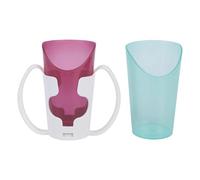 carotoe 1 juego de vasos a prueba de asfixia con diseño recortado y soporte de doble asa, recipiente especial para disfagia para pacientes postrados en cama para ancianos
