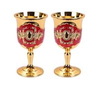 carotoe 2 vasos de chupito de metal grabados con flor de rosa, copas de vino pequeñas para cocina, club y reuniones, tazas de vino grabadas de metal