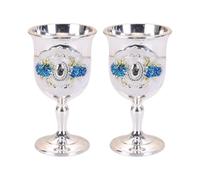carotoe 2 vasos de chupito de metal grabados con flor de rosa, copas de vino pequeñas para cocina, club y reuniones, tazas de vino grabadas de metal