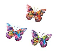 carotoe 3 piezas de decoración de pared de hierro con forma de mariposa, piezas de arte con revestimiento brillante para porche delantero, cobertizo, valla interior y exterior, decoración de pared