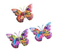 carotoe 3 piezas de decoración de pared de hierro con forma de mariposa, piezas de arte con revestimiento brillante para porche delantero, cobertizo, valla interior y exterior, decoración de pared