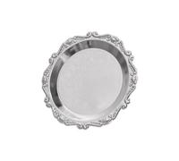 carotoe Bandeja de exhibición de postres redonda de metal con borde festoneado y centro en relieve para pastelería, frutas y decoración, bandeja decorativa de postre, plato de metal para servir, plato