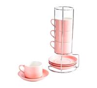 carotoe Easy Neat - Juego de taza de cerámica y juego de 236 ml, cara lisa, resiste manchas, fácil mantenimiento de enjuague para rutinas urbanas ocupadas, juego de tazas de barro